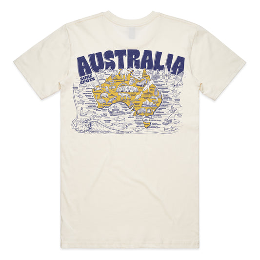 Australia Surf Spots T-shirt - Natural