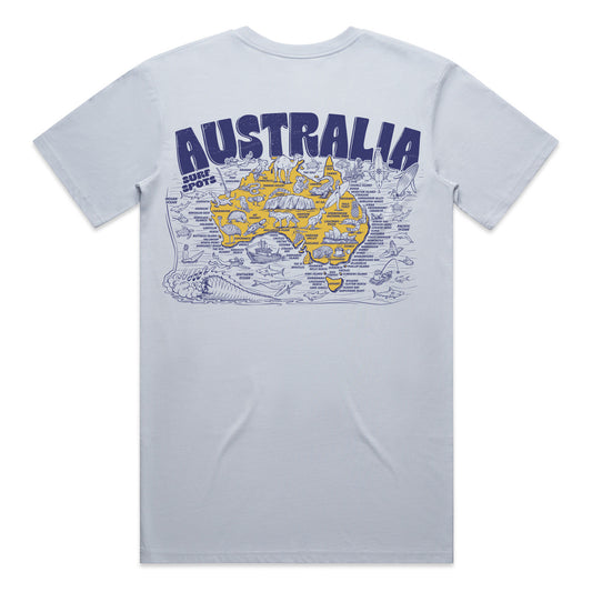 Australia Surf Spots T-shirt - Powder Blue