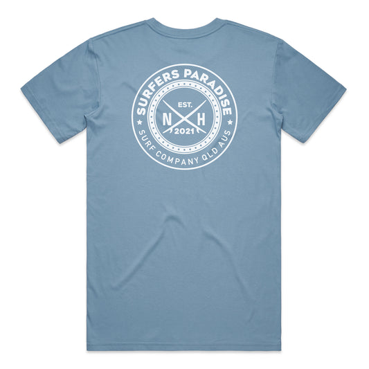 Surfers Paradise Badge T-shirt - Carolina Blue