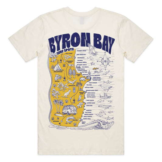 Byron Bay Surf Spots T-shirt - Natural