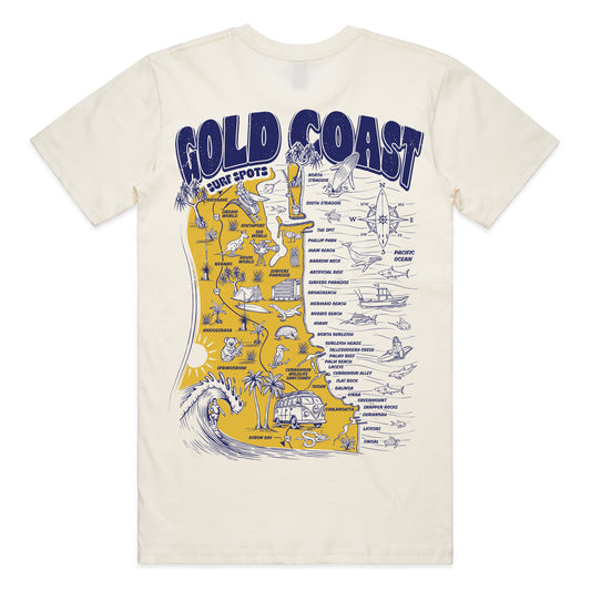 Gold Coast Surf Spots T-shirt - Natural