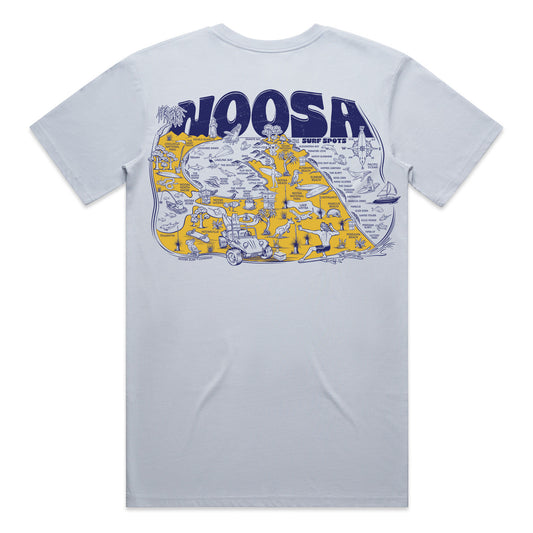 Noosa Surf Spots T-shirt - Powder Blue