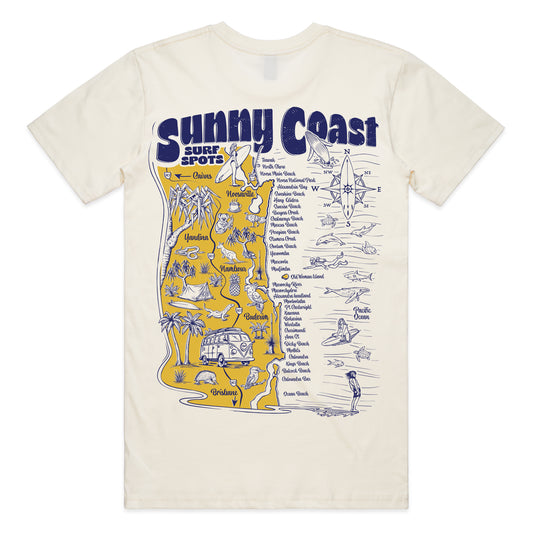 Sunny Coast Surf Spots T-shirt - Natural