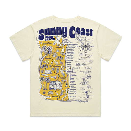 Wo's Sunny Coast Surf Spots T-shirt - Butter